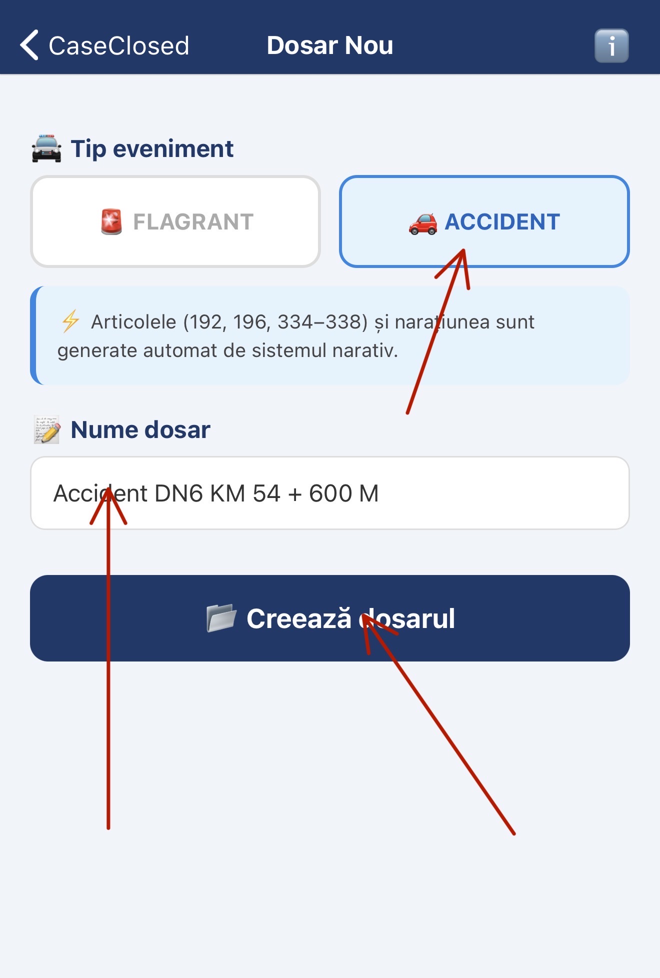 Ecran dosar nou