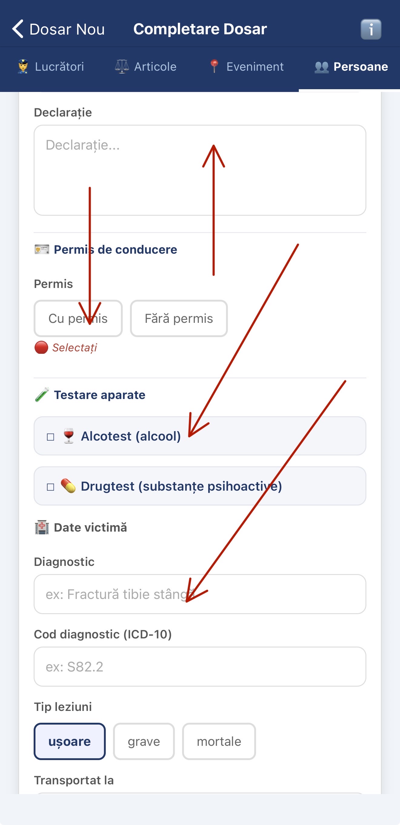 Card persoană implicată